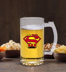 Kişiye Özel Süper Baba Tasarımlı Buzlu Cam Bira Bardağı 50cl-4
