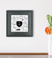 BK Gift Tea Time Tasarımlı Ahşap Çerçeveli Taş Duvar Dekoru-2
