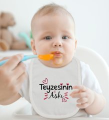 BK Kids Teyzesinin Aşkı Tasarımlı Bebek Body Zıbın ve Mama Önlüğü Hediye Seti - Model 1