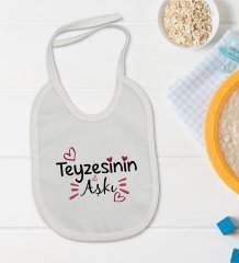 BK Kids Teyzesinin Aşkı Tasarımlı Bebek Body Zıbın ve Mama Önlüğü Hediye Seti - Model 1