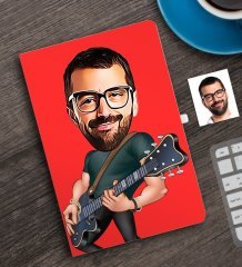 Kişiye Özel Bay Gitarist Karikatürlü Defter-1