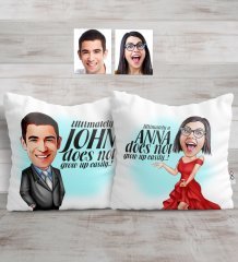 Personalized Double Not Grow Up Eaisly Caricature Pillow Set - 2