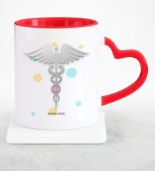 Kişiye Özel Mesleki Doktor Kırmızı Kalpli Kupa Bardak - 4