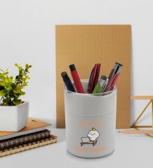 BK Gift Şimdi Çalış Sonra Ağlarsın Tasarımlı Beyaz Akrilik Kalemlik - Model 1