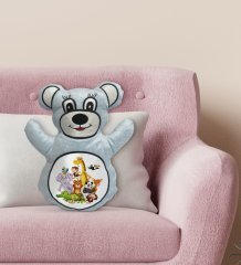 BK Gift Sevimli Hayvanlar Tasarımlı Mavi Ayıcık Yastık-1