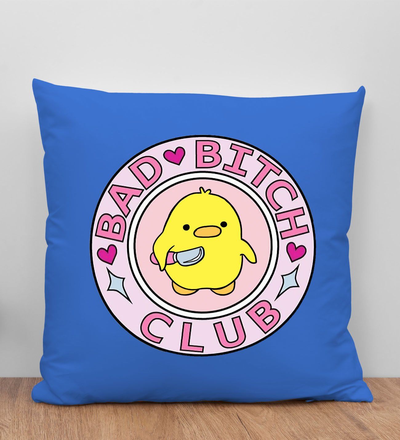 BK Gift Bad Bitch Club Tasarımlı Mavi Kırlent Yastık, Arkadaşa Hediye, Ev Dekorasyonu, Ev Hediyesi-1