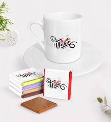 Kişiye Özel Yılbaşı Mutlu Yıllar Türk Kahvesi Fincanı ve Çikolata Hediye Seti-6