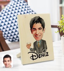 Kişiye Özel İsimli Erkek Karikatürlü Dekoratif Ahşap Çerçeve Model 52