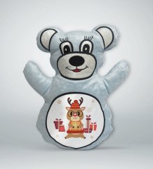 BK Gift Sevimli Geyik Tasarımlı Mavi Ayıcık Yastık-2