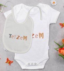 BK Kids Teyzem Tasarımlı Bebek Body Zıbın ve Mama Önlüğü Hediye Seti - Model 1