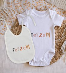 BK Kids Teyzem Tasarımlı Bebek Body Zıbın ve Mama Önlüğü Hediye Seti - Model 1