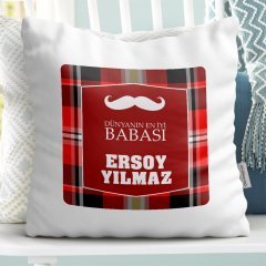 Kişiye Özel Dekoratif Beyaz Yastık (Babalar Günü Temalı) 24