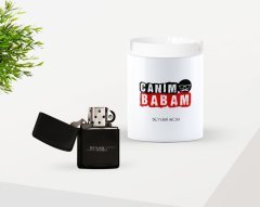 Kişiye Özel Babalar Günü Hediyesi Canım Babam Tasarımlı Seramik Kül Tablası ve Benzinli Çakmak Seti-6