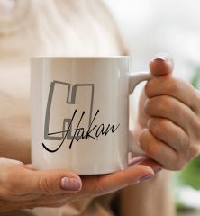 BK Gift Kişiye Özel Baş Harfli İsimli Beyaz Kupa Bardak-2, Sevgiliye, Arkadaşa Hediye, İçimden Geldi, Doğum Günü Hediyesi, Sevgililer Günü Hediyesi