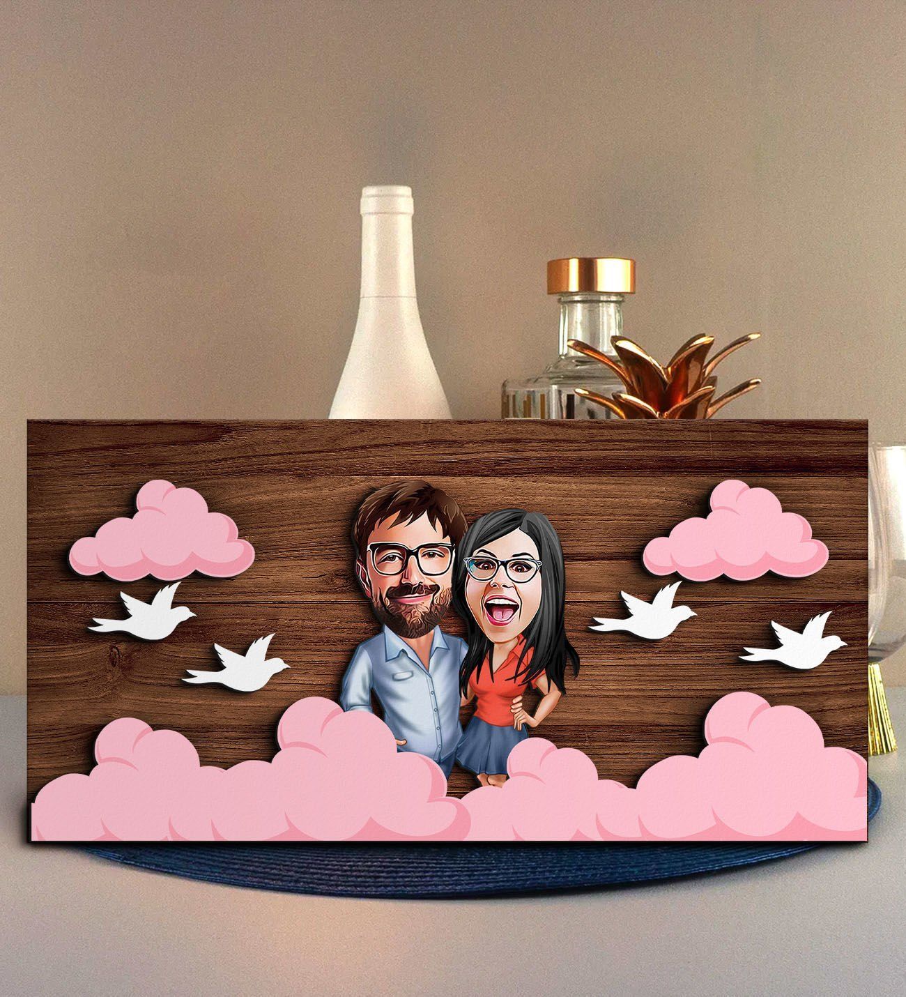 BK Gift Kişiye Özel Sevgililer Karikatürlü Kabartma Figürlü Ahşap Tablo, Duvar Dekoru,Sevgiliye Hediye,Ev Dekorasyonu,Sevgililer Günü Hediyesi-10