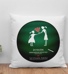 BK Gift Kişiye Özel Öğretmenler Günü Beyaz Kırlent Yastık- 17, Öğretmene Hediye, Öğretmenler Günü