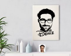 Kişiye Özel İsimli Erkek Silüet Kanvas Tablo 30x50cm-1B