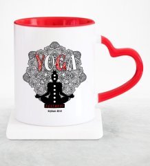 Kişiye Özel Mesleki Yoga Eğitmeni Kırmızı Kalpli Kupa Bardak - 2