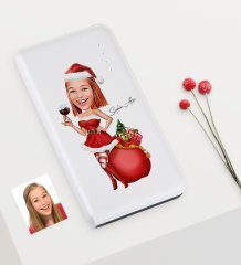 Kişiye Özel Yılbaşı Temalı Bayan Karikatürlü Pb-159 7000 mAh Powerbank - 1