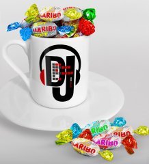 Kişiye Özel DJ Türk Kahvesi Fincanı ve Haribo Şeker Hediye Seti-1