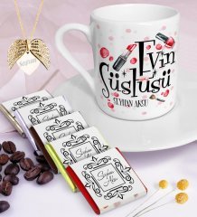 Kişiye Özel Evin Süslüsü Kahve Fincanı Çikolata Melek Kanadı Kolye Seti-4