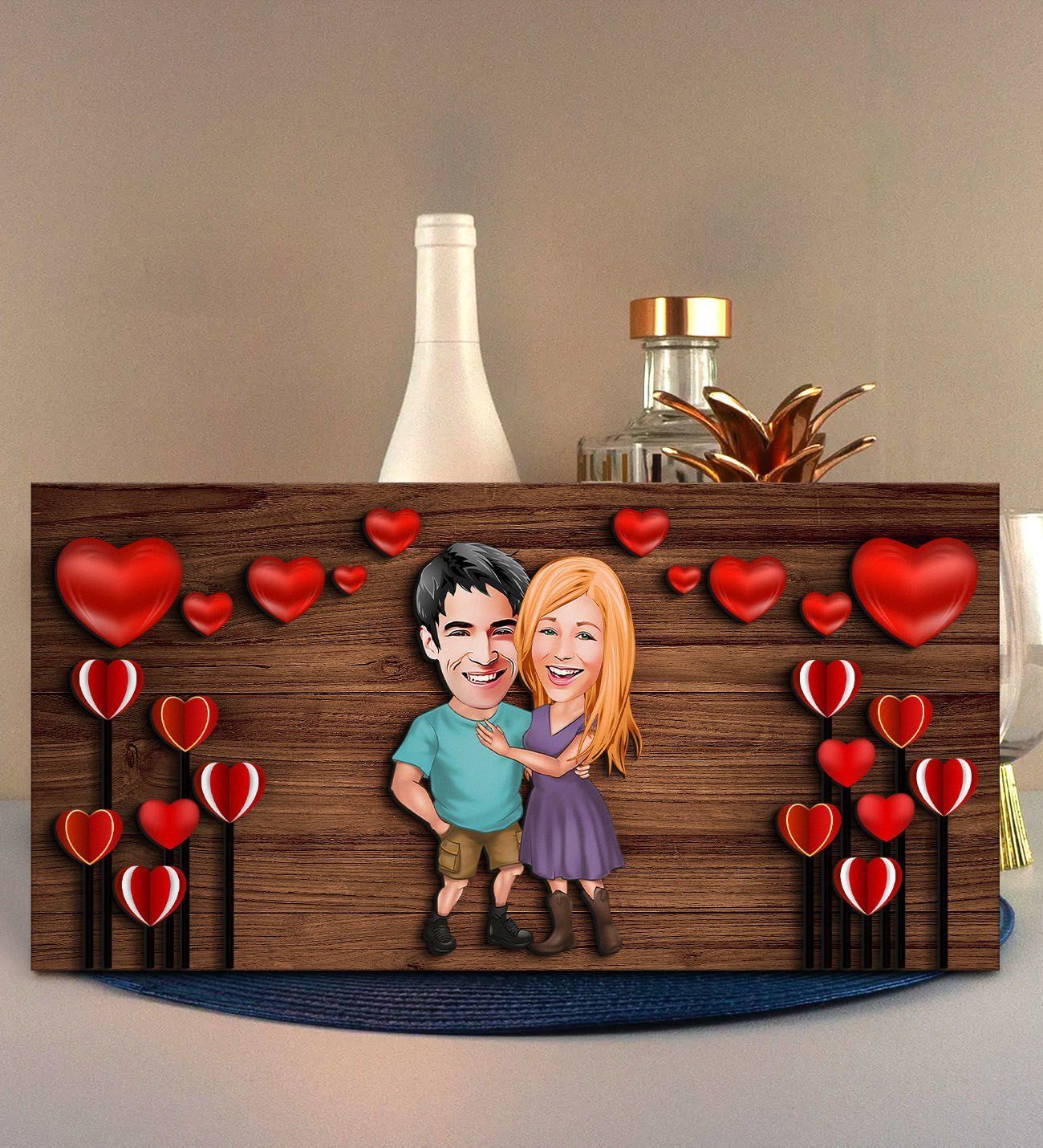 BK Gift Kişiye Özel Sevgililer Karikatürlü Kabartma Figürlü Ahşap Tablo, Duvar Dekoru,Sevgiliye Hediye,Ev Dekorasyonu,Sevgililer Günü Hediyesi-9