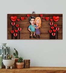 BK Gift Kişiye Özel Sevgililer Karikatürlü Kabartma Figürlü Ahşap Tablo, Duvar Dekoru,Sevgiliye Hediye,Ev Dekorasyonu,Sevgililer Günü Hediyesi-9