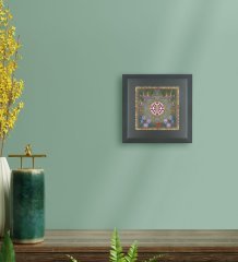 BK Gift Sri Yantra Tasarımlı Ahşap Çerçeveli Taş Duvar Dekoru-1