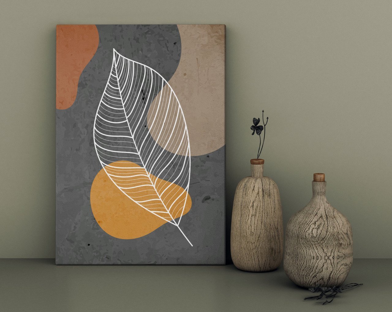 BK Home Leafs Tasarımlı Kanvas Tablo 30x50cm-4