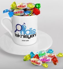 Kişiye Özel Diş Teknisyeni Türk Kahvesi Fincanı ve Haribo Şeker Hediye Seti-1