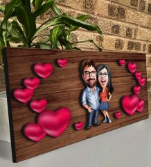 BK Gift Kişiye Özel Sevgililer Karikatürlü Kabartma Figürlü Ahşap Tablo, Duvar Dekoru,Sevgiliye Hediye,Ev Dekorasyonu,Sevgililer Günü Hediyesi-8