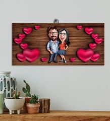 BK Gift Kişiye Özel Sevgililer Karikatürlü Kabartma Figürlü Ahşap Tablo, Duvar Dekoru,Sevgiliye Hediye,Ev Dekorasyonu,Sevgililer Günü Hediyesi-8