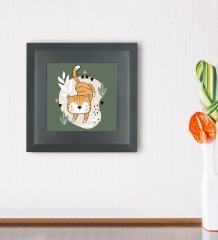 BK Gift Sevimli Kedi Tasarımlı Ahşap Çerçeveli Taş Duvar Dekoru-1