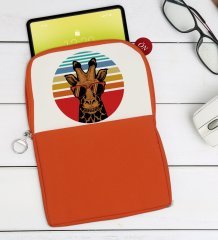 BK Gift Zürafa Tasarımlı Taşınabilir Koruyucu Tablet Kılıfı & Organizer Çanta - Turuncu-1