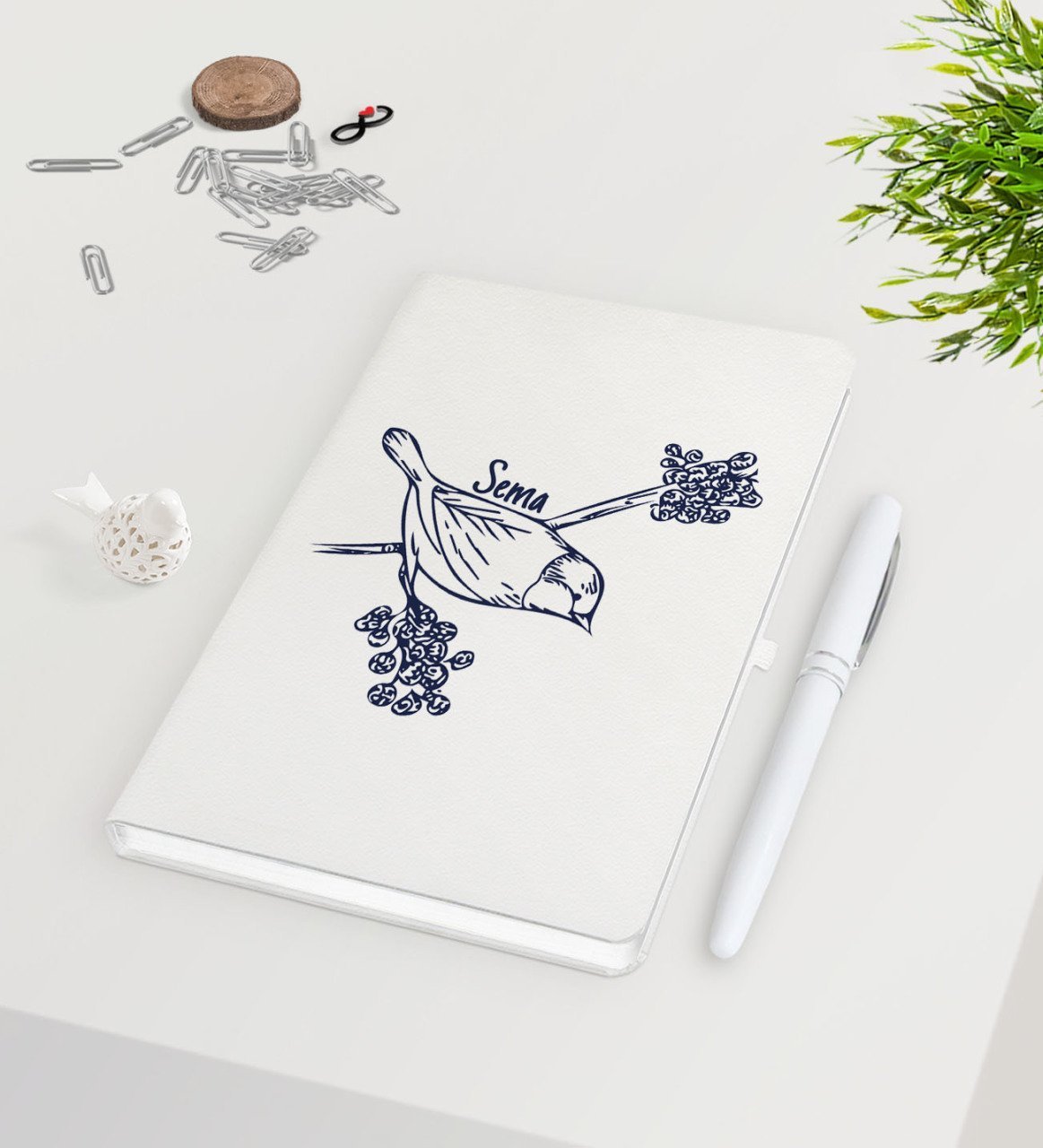 Kişiye Özel Sevgililer Günü Beyaz Defter Kalem Seti-83