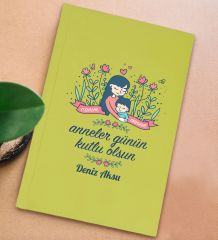 BK Gift Kişiye Özel isimli DTF Anneler Günü Tasarımlı Sarı Sert Kapaklı Defter-2, Anneye Hediye