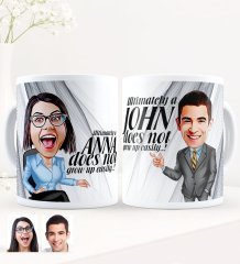 Personalized Not Grow Up Eaisly Caricature White Mug Set - 1