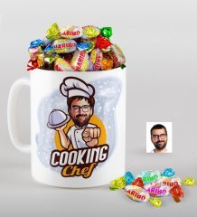 Kişiye Özel Bay Chef Karikatürlü Kupa ve Haribo Şeker Hediye Seti-15