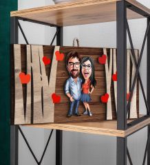 BK Gift Kişiye Özel Sevgililer Karikatürlü Kabartma Figürlü Ahşap Tablo, Duvar Dekoru,Sevgiliye Hediye,Ev Dekorasyonu,Sevgililer Günü Hediyesi-6
