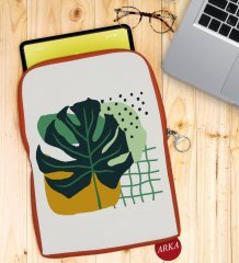 BK Gift Yaprak Tasarımlı Taşınabilir Koruyucu Tablet Kılıfı & Organizer Çanta - Turuncu-1