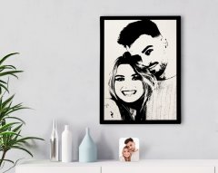 Kişiye Özel Sevgililer Silüet Kanvas Tablo 30x50cm-1A