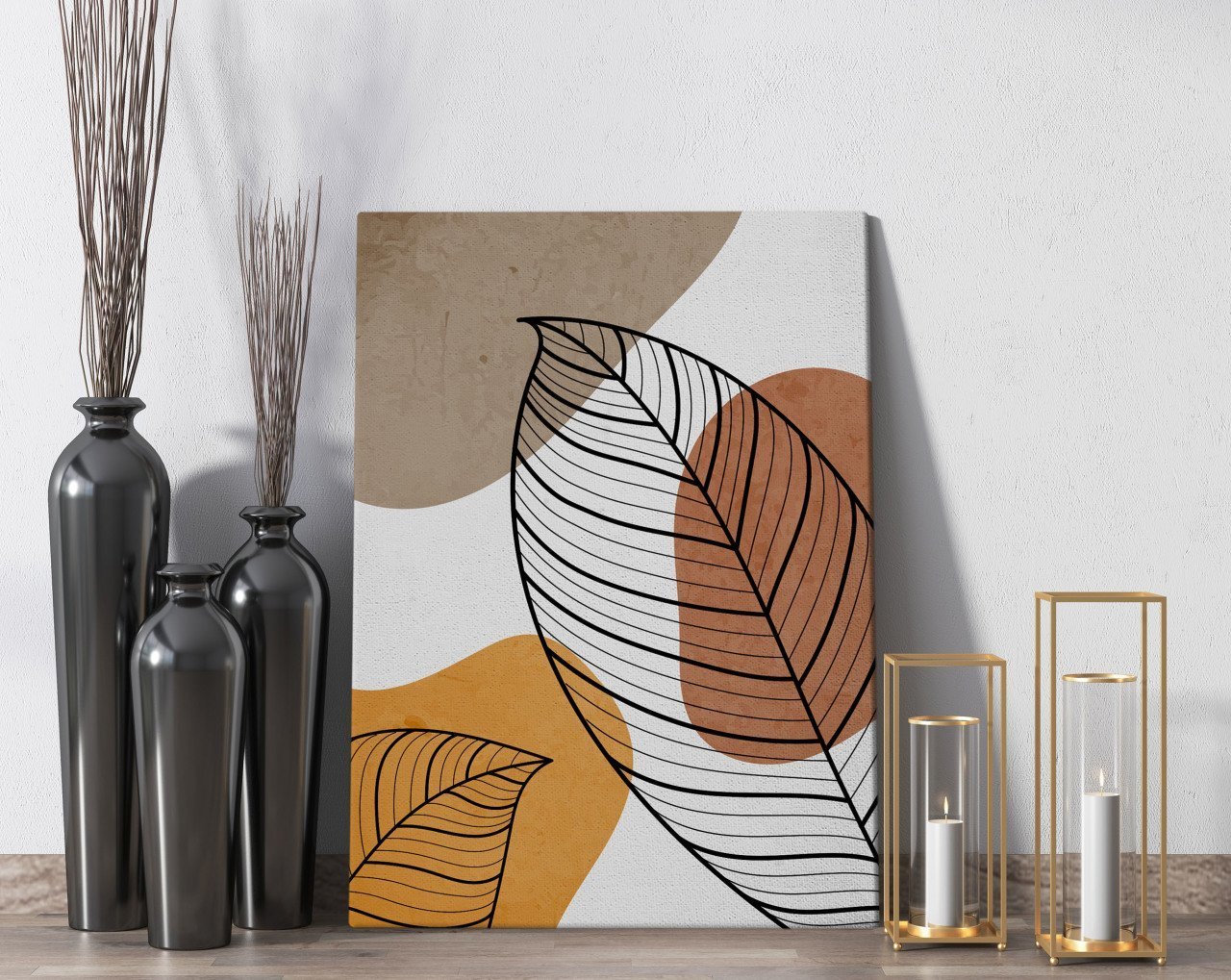 BK Home Leafs Tasarımlı Kanvas Tablo 50x70cm-3