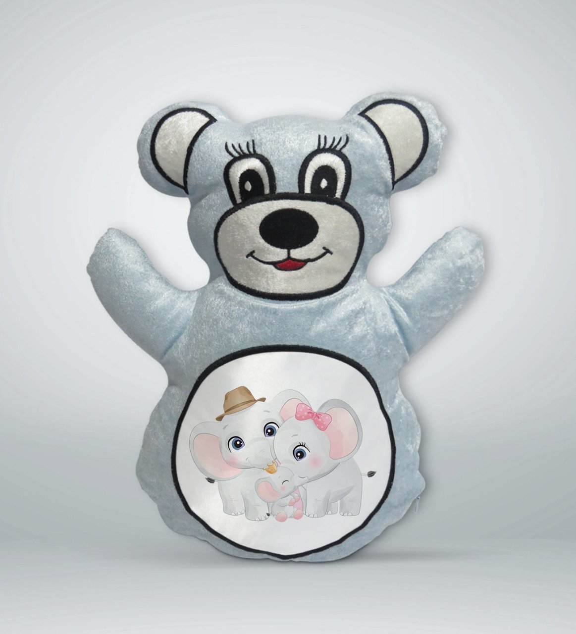 BK Gift Sevimli Fil Tasarımlı Mavi Ayıcık Yastık-10