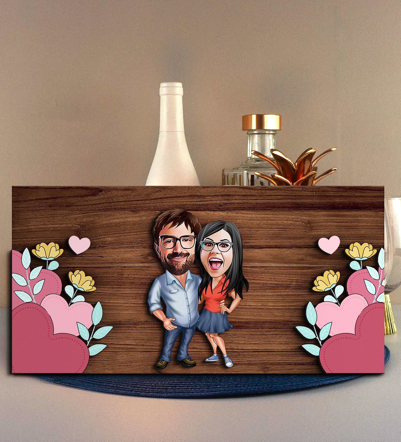 BK Gift Kişiye Özel Sevgililer Karikatürlü Kabartma Figürlü Ahşap Tablo, Duvar Dekoru,Sevgiliye Hediye,Ev Dekorasyonu,Sevgililer Günü Hediyesi-5