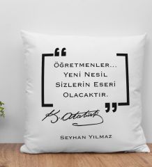 BK Gift Kişiye Özel Öğretmenler Günü Beyaz Kırlent Yastık- 13, Öğretmene Hediye, Öğretmenler Günü