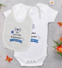 BK Kids Sünnet Tasarımlı Bebek Body Zıbın ve Mama Önlüğü Hediye Seti - Model 2