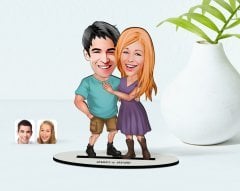 Kişiye Özel Sevgililer Karikatürlü Ahşap Biblo Model-80