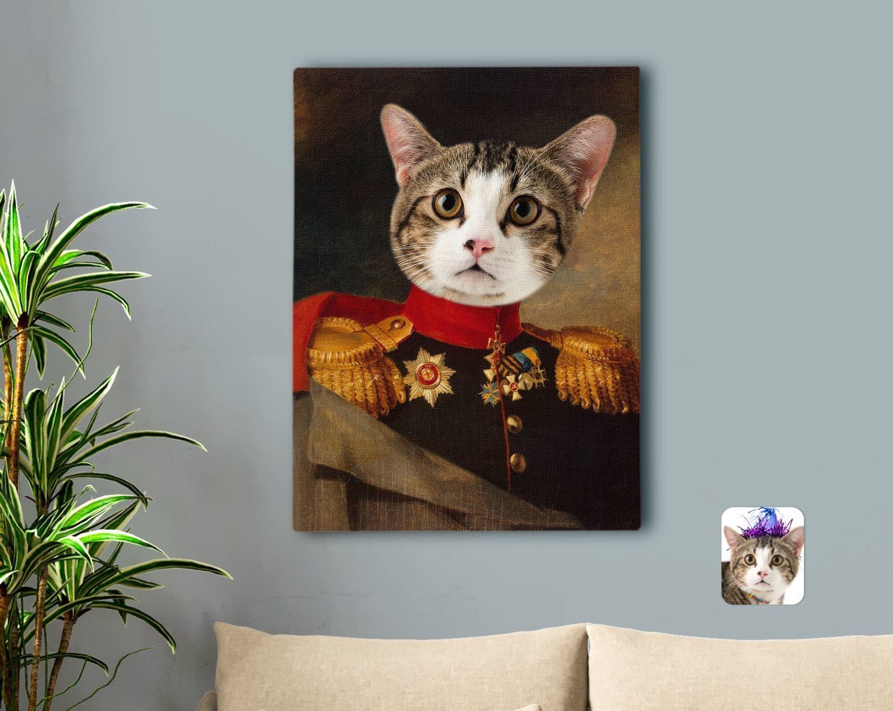 Kişiye Özel Evcil Dost Rönesans Tasarımlı Kanvas Tablo 50x70cm-1