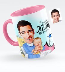 Kişiye Özel Bay Kadın Hastalıkları ve Doğum Uzmanı Karikatürlü Pembe Kupa Bardak - 1