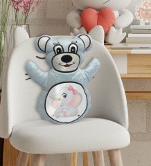 BK Gift Sevimli Fil Tasarımlı Mavi Ayıcık Yastık-9